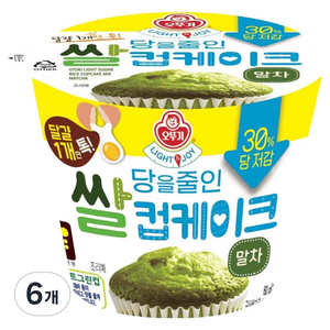 오뚜기 LIGHT & JOY 당을줄인 쌀컵케이크 말차, 60g, 6개