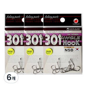캣츠크로우 301 무미늘 싱글 훅 NSB 10p, 6개