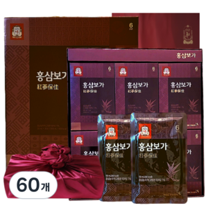정관장 6년근 홍삼보가(홍삼 녹용함량)30포 1500ml+쇼핑백 가정의달 추석 설 명절 선물세트(보자기포함) 1개, 50ml, 60개