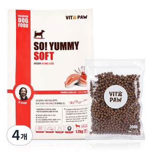 비타파우 전연령용 강아지 쏘야미 소프트사료, 연어, 1.2kg, 4개