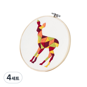 프랑스자수 패키지 세트, 애니멀-사슴, 4세트