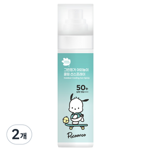 그린핑거 산리오 포차코 에디션 야외놀이 쿨링 선스프레이 SPF50+ PA++++, 2개, 95ml