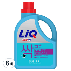 리큐 진한겔 하이브리드 피지 진드기 분비물제거 세탁세제 일반용, 6개, 2.7L