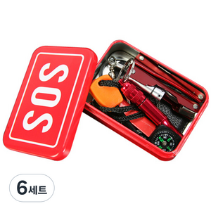노마드캠핑 서바이벌 생존키트 스틸케이스, 레드, 6세트