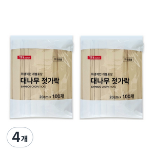 생활을그리다 크라프트 종이 개별포장 대나무젓가락, 4개, 100개입