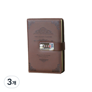 빈티지 자물쇠 잠금 비밀 일기장, 브라운, 3개
