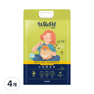 윌로펫 전연령용 강아지 헬시포뮬러 기능성 소프트사료 스킨앤코트, 오리, 3kg, 4개