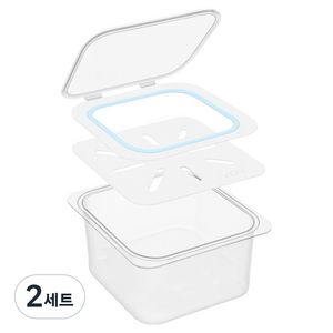 리빙메이트 국산 PC 투명 밧드 3종 세트, 2세트, 6인치 1/6 밧드 + 플립뚜껑 + 물받이