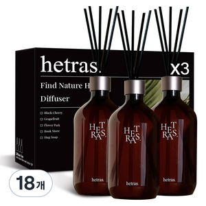 헤트라스 대용량 디퓨저, 플라워파크, 500ml, 18개