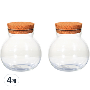 강군샵 볼단지 콜크 테라리움 투명 350ml, 4개