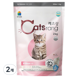 캐츠랑 키튼 고양이 건식 사료, 닭+참치, 2kg, 2개
