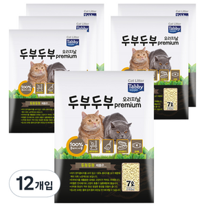 테비토퍼 응고형 두부두부 프리미엄 고양이 모래, 7L, 12개, 오리지날