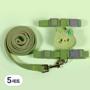 반려동물 요런개 큐티 토끼 하네스 + 리드줄 세트, 04그린, 5세트