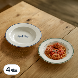 메종오브제 로렌스 런던 파스타볼 2종 세트, 그린 + 블루, 4세트