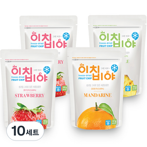 이치비야 프리미엄 동결건조 과일칩 새콤한 맛 딸기 2p + 감귤 + 파인애플, 62g, 10세트