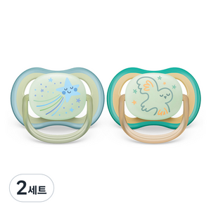 필립스아벤트 울트라 에어 야광 노리개 젖꼭지 2종 세트 SCF376, 0~6개월, 별 + 새, 2세트