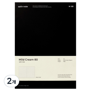 비온뒤 새틴 마일드 크림 모눈 노트 A5 M80, BLACK, 2개
