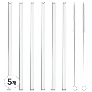 엘로템즈 스탠리 호환 트라이탄 텀블러 빨대 투명 30cm 6p + 세척솔 2p 세트, 1세트, 5개