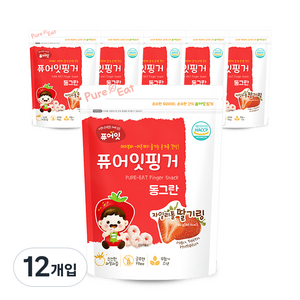 퓨어잇 핑거 동그란 자일리톨 과일링, 딸기, 40g, 12개