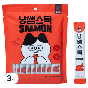 냥쌤 스틱 고양이 짜먹는 간식 30p, 330g, 3개, 연어