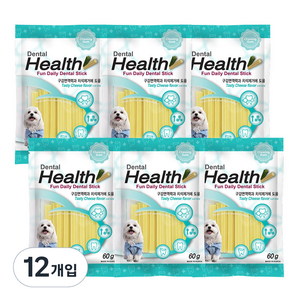 덴탈헬스 강아지 치석제거껌, 치즈맛, 60g, 12개