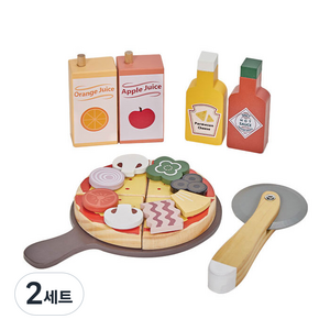 피에스타 원목 소꿉놀이 피자 세트, 혼합색상, 2세트