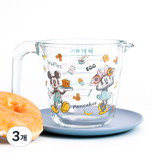 파이렉스 내열유리 굿모닝미키 계량컵, 투명, 500ml, 3개