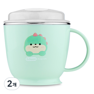 에디슨 프렌즈 흘림방지 스텐 한손 빨대컵 180ml, 공룡, 2개