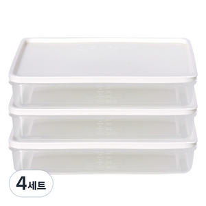씨밀렉스 납작한 냉장고 소분용기 화이트 대, 3개입, 4세트