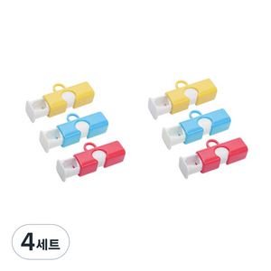 제이라이프 바이트 밀봉 집게 3종 x 2p 세트, 레드, 옐로우, 블루, 4세트