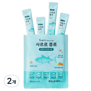 동원아르르 사르르 쮸르 짜먹는 고양이간식 심신안정, 혼합맛(참치/닭), 100g, 2개