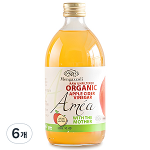 멩가졸리 언필터드 유기농 사과식초, 500ml, 6개