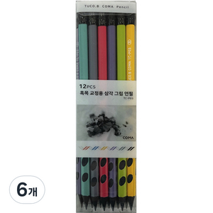투코비 코마 흑목 삼각 교정연필 B TC-P03, 랜덤발송, 72개