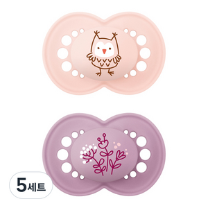 MAMBaby 신생아 오리지널 실리콘 쪽쪽이 2종 세트, 2단계(6개월이상), 핑크, 화이트, 5세트