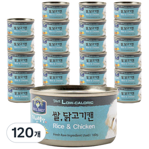 벨버드 애완동물 자연밥상 원형캔 간식, 혼합맛(쌀/닭고기), 100g, 120개