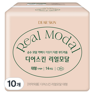 디어스킨 리얼모달 생리대 날개형, 대형, 14개입, 10개