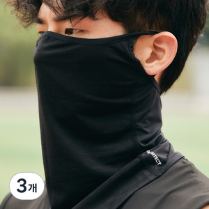 써머텍트 자외선차단 쿨 스포츠 마스크 STNWS2313, 블랙, 3개
