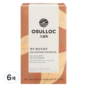 오설록 제주 화산 우롱차 티백, 1.8g, 20개입, 6개