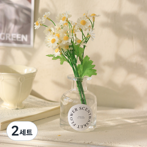 센트바스켓 조화 마트리카리아 + 화병 세트, 화이트, 2세트