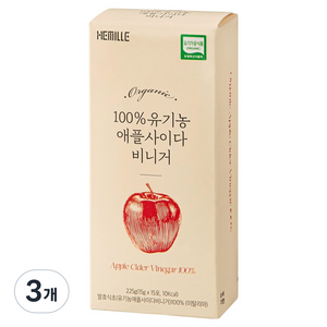 헤밀레 100% 유기농 애플사이다비니거 스틱 15p, 3개, 225g