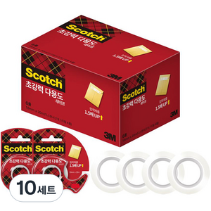 스카치 다용도 테이프 초강력 SH1820D 2개 + SH1220R 4롤 18mm x 20m, 10세트, 투명