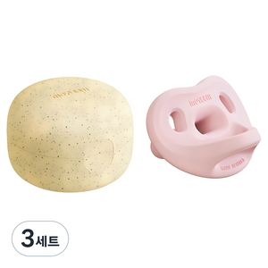 모윰 올 실리콘 마카롱 쪽쪽이 노리개젖꼭지 + 전용 케이스, 1단계(1~3개월), 코튼핑크, 3세트