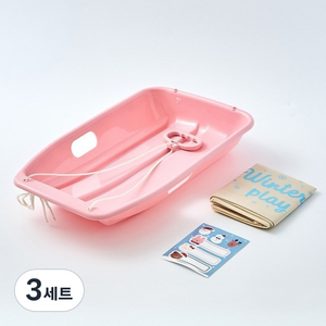 모던하우스 윈터플레가 끌기좋은 눈썰매 파스텔핑크 + 보관가방 + 네임택 스티커 세트, 3세트