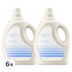 라브아 퍼퓸 초고농축 섬유유연제 화이트 머스크 앤 앰버향 본품, 1.5L, 6개