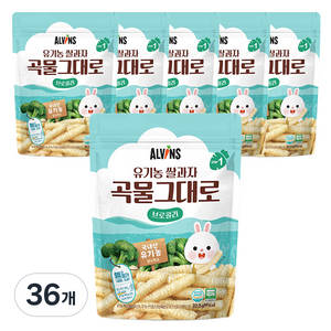 엘빈즈 유기농 쌀과자 곡물그대로, 브로콜리, 25g, 36개