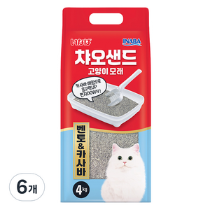 이나바 응고형 챠오샌드 벤토 & 카사바 고양이 모래, 4kg, 6개, 무향