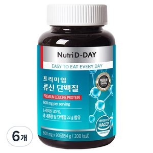 뉴트리디데이 프리미엄 류신 단백질, 90정, 6개