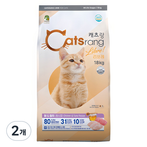 캐츠랑 전연령 고양이 리브레 건식사료, 닭+참치, 18kg, 2개