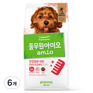 풀무원아미오 강아지 건강담은 식단 기능성 사료, 피부/피모, 1.8kg, 6개