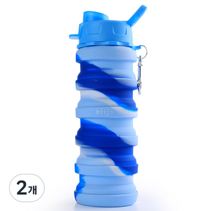 히지 실리콘 접이식 텀블러, 블루하와이, 500ml, 2개